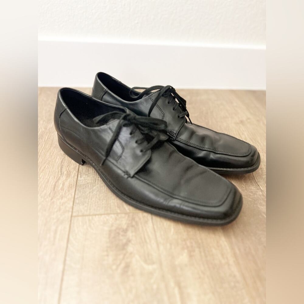 Kenneth Cole REACTION Men’s Black Leather Oxford Square Toe Dress Shoes Size 10